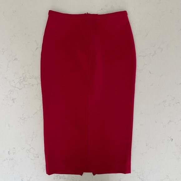 Diane von Furstenberg Samara Tailor JSY Designer Fitted Pencil Midi Skirt Red 4 - Picture 1 of 14